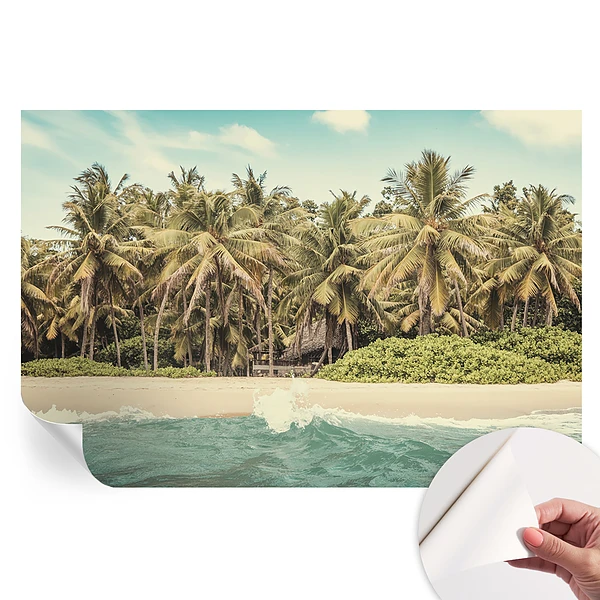 Fototapet modern cu peisaj de plajă tropicală pentru sufragerie