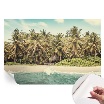 Fototapet modern cu peisaj de plajă tropicală pentru sufragerie