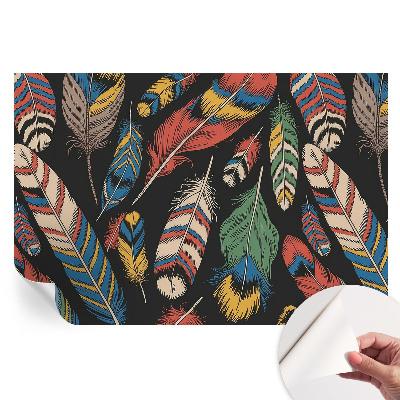 Tapet autoadeziv pentru camera de zi Pene colorate