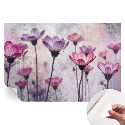 Tapet autoadeziv pentru camera de zi cu model de flori pastelate