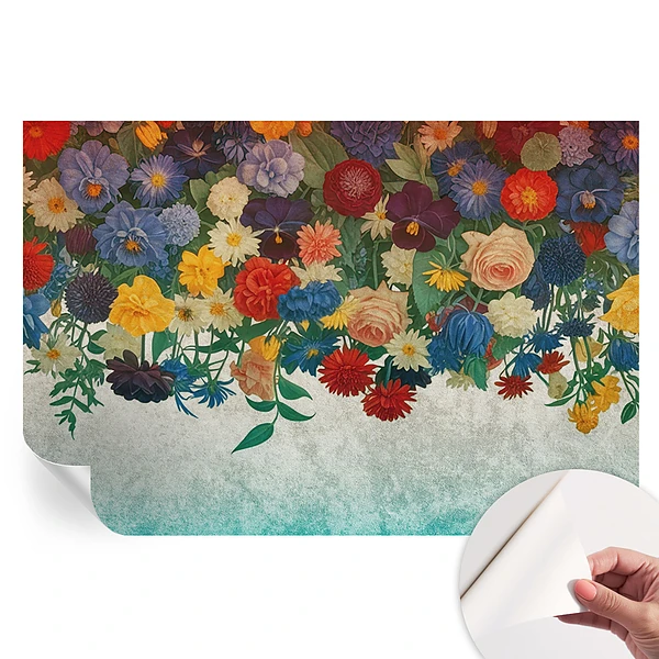 Tapet autoadeziv pentru living cu model floral colorat