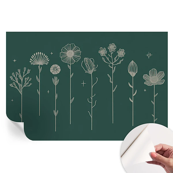 Fototapet modern pentru sufragerie cu model floral subtil