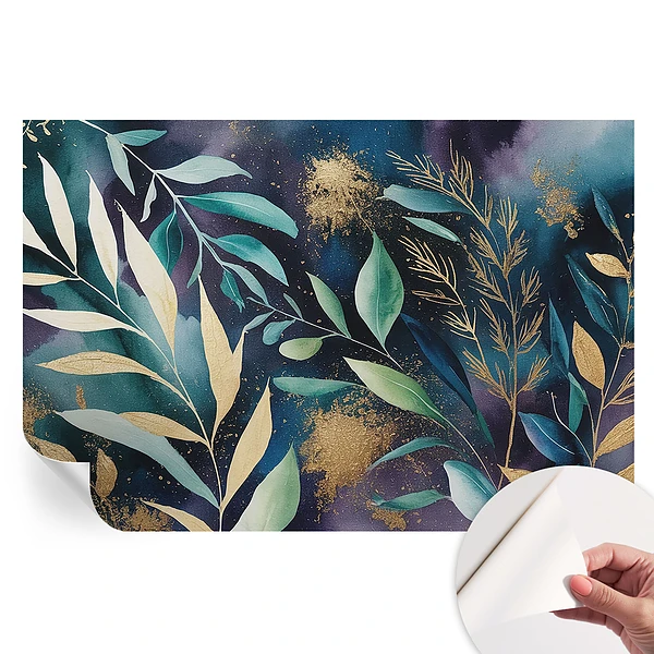 Tapet autoadeziv pentru living cu model cu frunze botanice