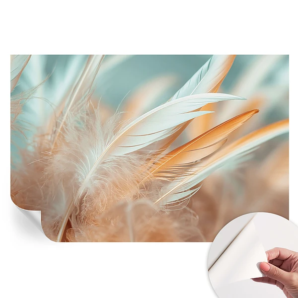 Fototapet modern pentru sufragerie cu model de pene delicate