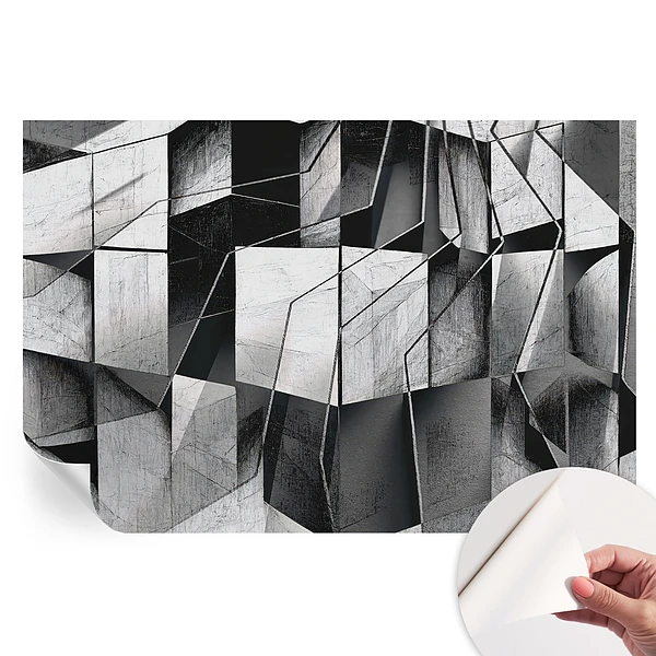 Fototapet modern cu model abstract geometric pentru sufragerie
