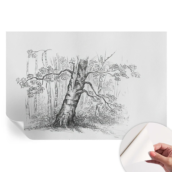 Fototapet autoadeziv pentru dormitor cu model de copac de pădure