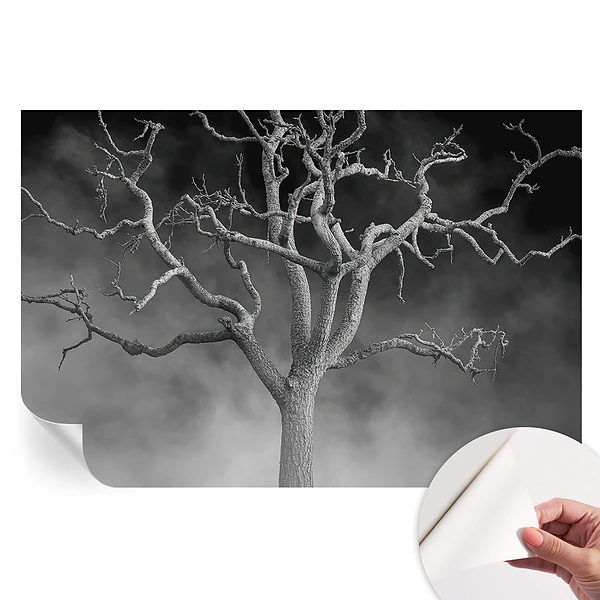 Fototapet modern pentru sufragerie cu design de copac încețoșat