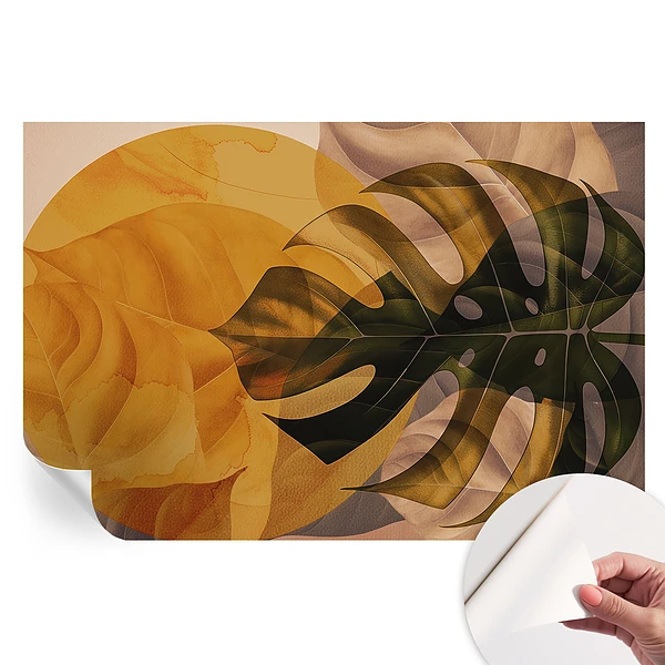 Fototapet autoadeziv pentru dormitor cu frunze abstracte