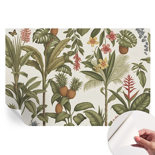 Fototapet modern pentru sufragerie cu design de natură exotică