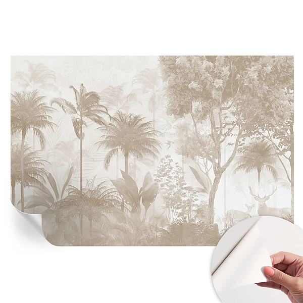 Tapet autoadeziv pentru camera de zi cu peisaj tropical