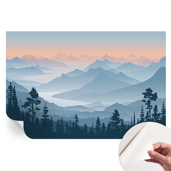 Fototapet autoadeziv pentru dormitor cu panoramă montană