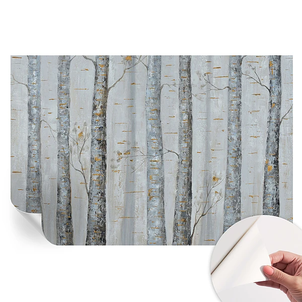 Fototapet modern cu model de mesteacăn pentru sufragerie