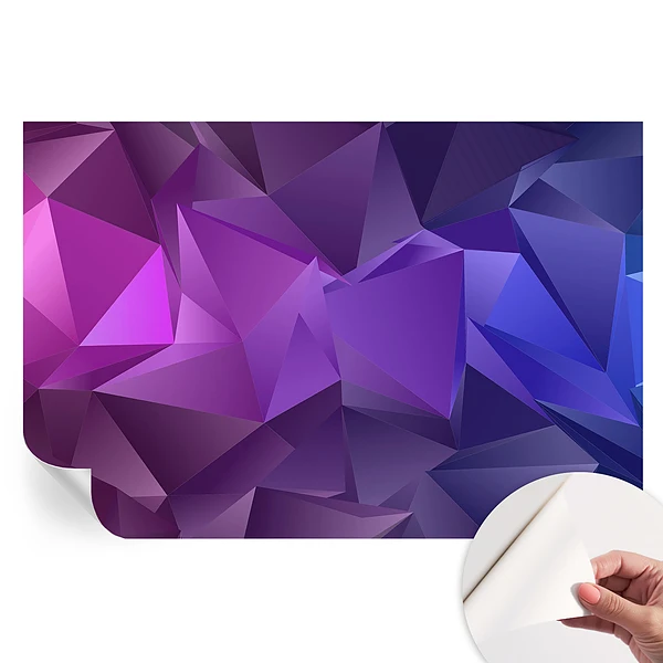 Fototapet modern pentru sufragerie cu model de triunghiuri mov