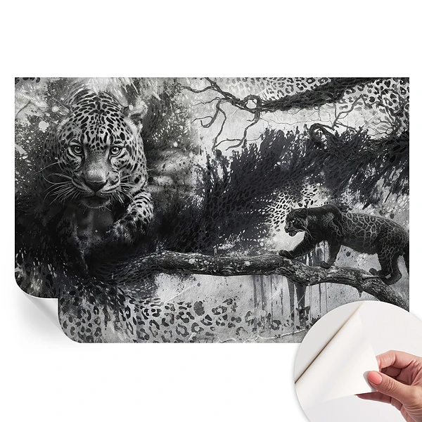 Fototapet modern pentru sufragerie cu model abstract de leoparzi
