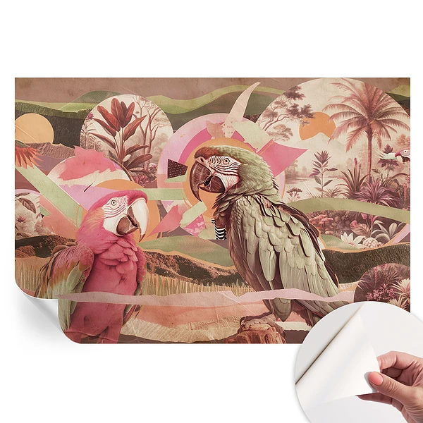 Tapet fotografic autoadeziv cu model de păsări tropicale