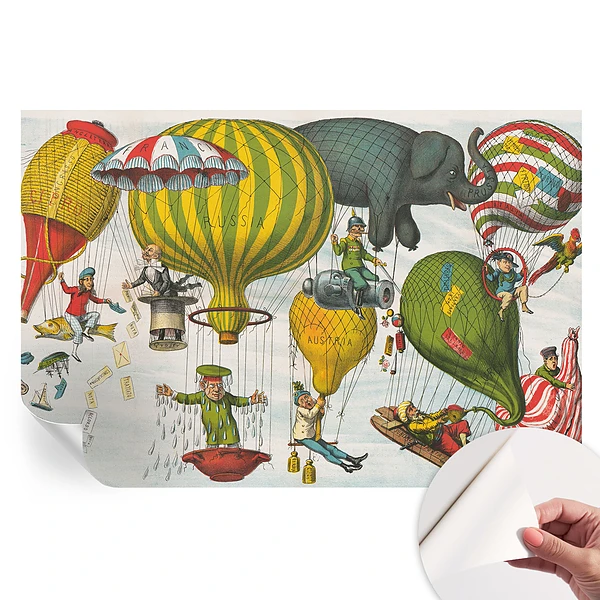Fototapet modern pentru sufragerie cu design Călătorie cu balonul
