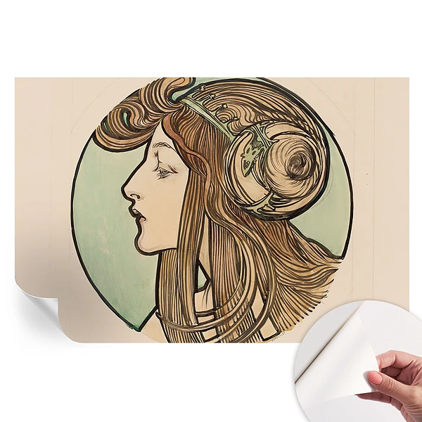 Tapet autoadeziv pentru camera de zi Portret Art Nouveau