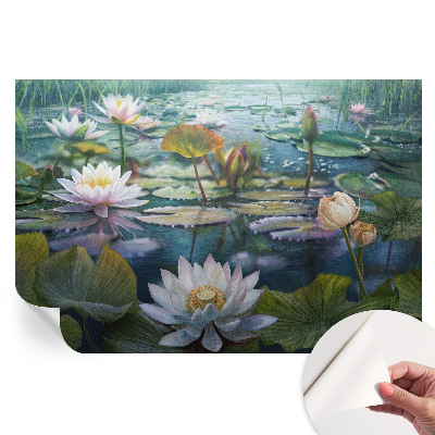 Fototapet modern pentru sufragerie cu model Flori de iaz