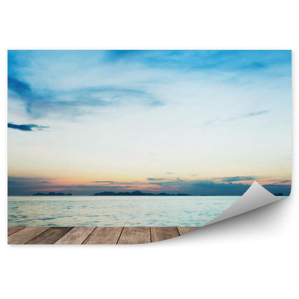 Fototapet perete Terasă Din Lemn Apus De Soare La Mare