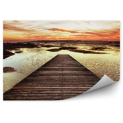 Fototapet perete Perspectivă Dig Din Lemn Apă Apus De Soare