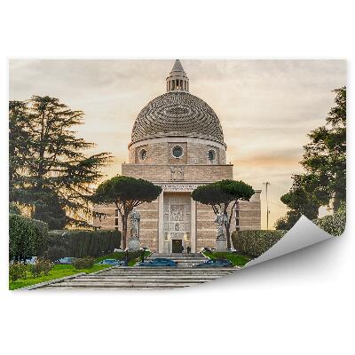 Fototapet vintage Biserica Santi Pietro E Paolo Roma Italia Copaci Mașini