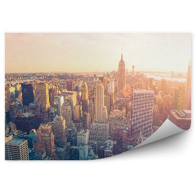Decor fototapet Vedere Aeriană Zgârie-Nori Apus De Soare New York Cer Nori