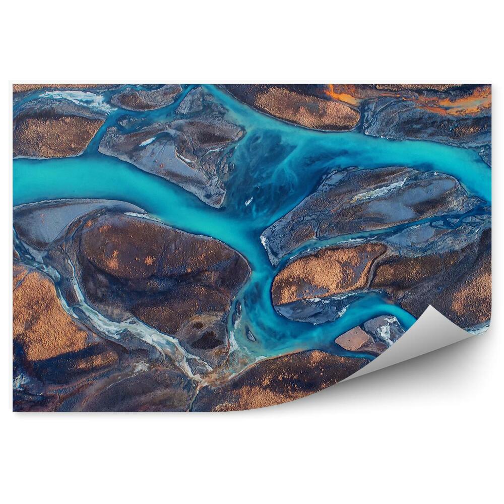 Fototapet vintage Vedere aeriană a câmpurilor râului