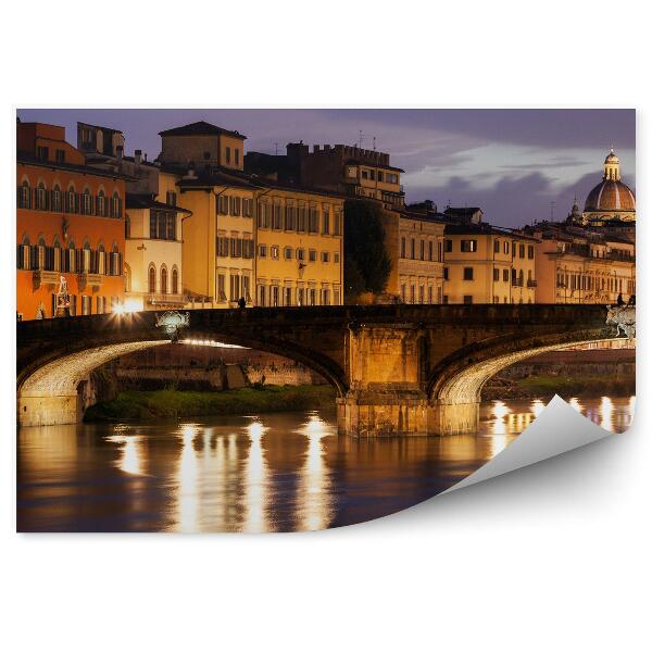 Fototapet Biserica Catedrală Santa Maria Del Fiore Clădirile Florența Podul Sfânta Treime Lumini De Noapte