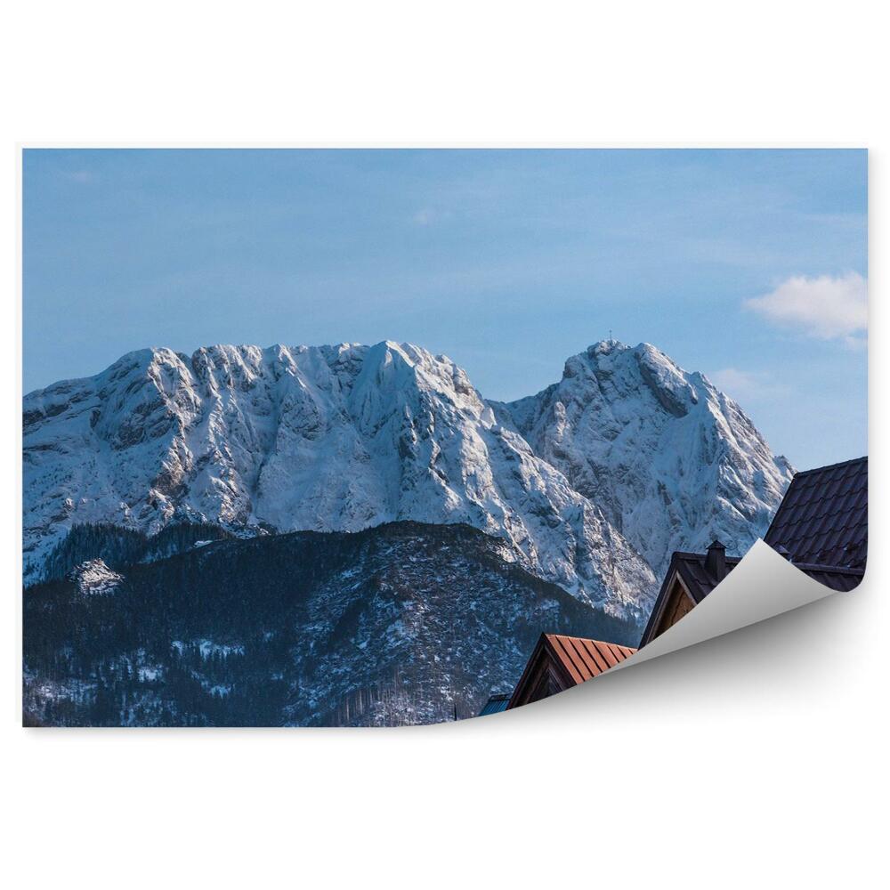 Decor fototapet Giewont, Zăpadă, Colibă ​​Montană, Copaci, Cer, Nori, Îngropat, Munții Tatra