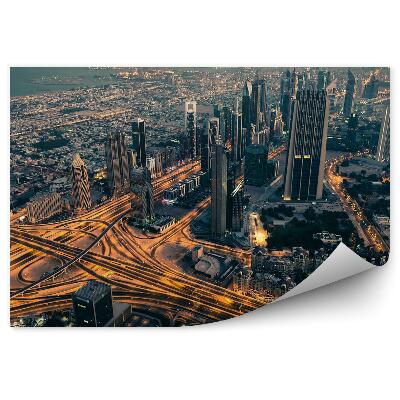 Fototapet perete Vedere Aeriană A Luminilor Rutiere Din Zgârie-Nori Din Dubai