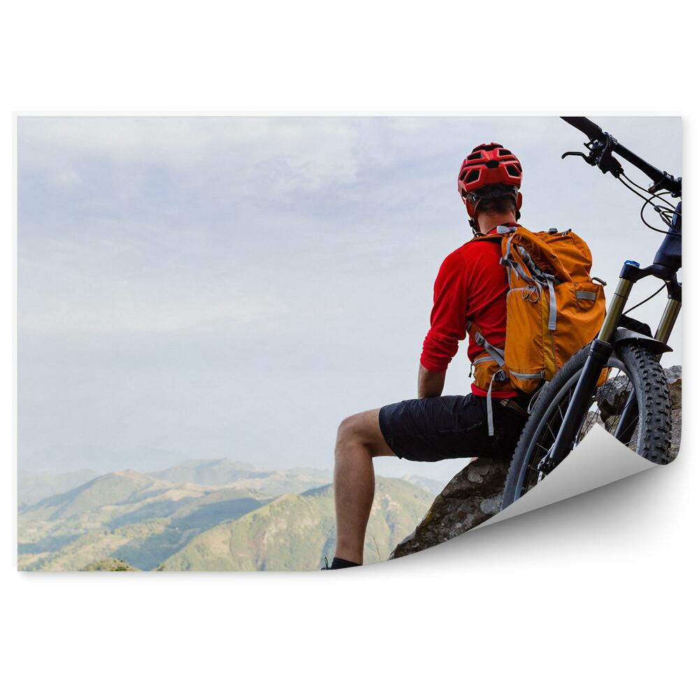 Fototapet vintage Vedere traseu echipament pentru ciclism montan