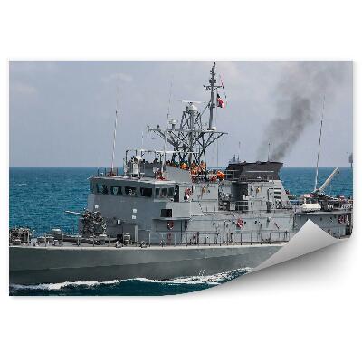 Fototapet vintage Golful maritim al navei militare gri