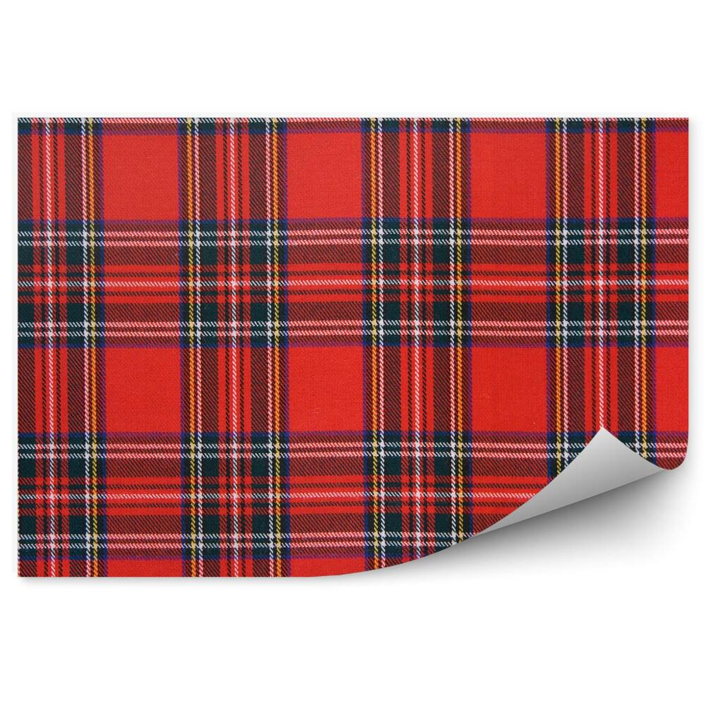 Fototapet Eșarfă Tartan Roșu În Carouri