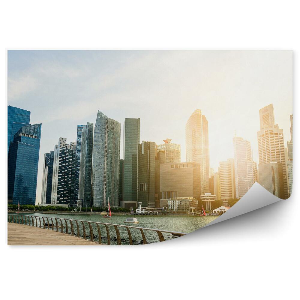 Fototapet Districtul De Afaceri Din Singapore Fabrică Noaptea