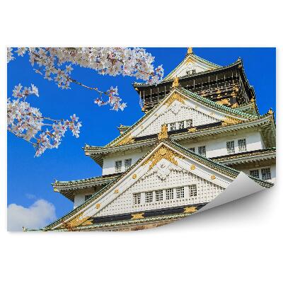 Fototapet perete Flori înflorite pe un copac castelul din Osaka Japonia