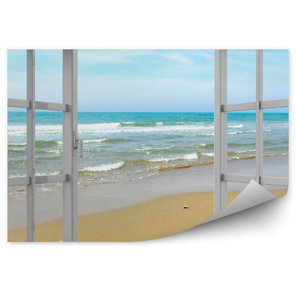 Decor fototapet Plajă și valuri blânde de la fereastra deschisă
