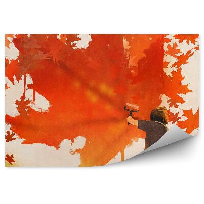 Decor fototapet Copil Pictează Grafic Frunze De Arțar