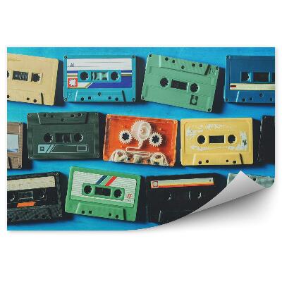 Decor fototapet Casete Cu Bandă Vechi Pe Fundal Albastru 