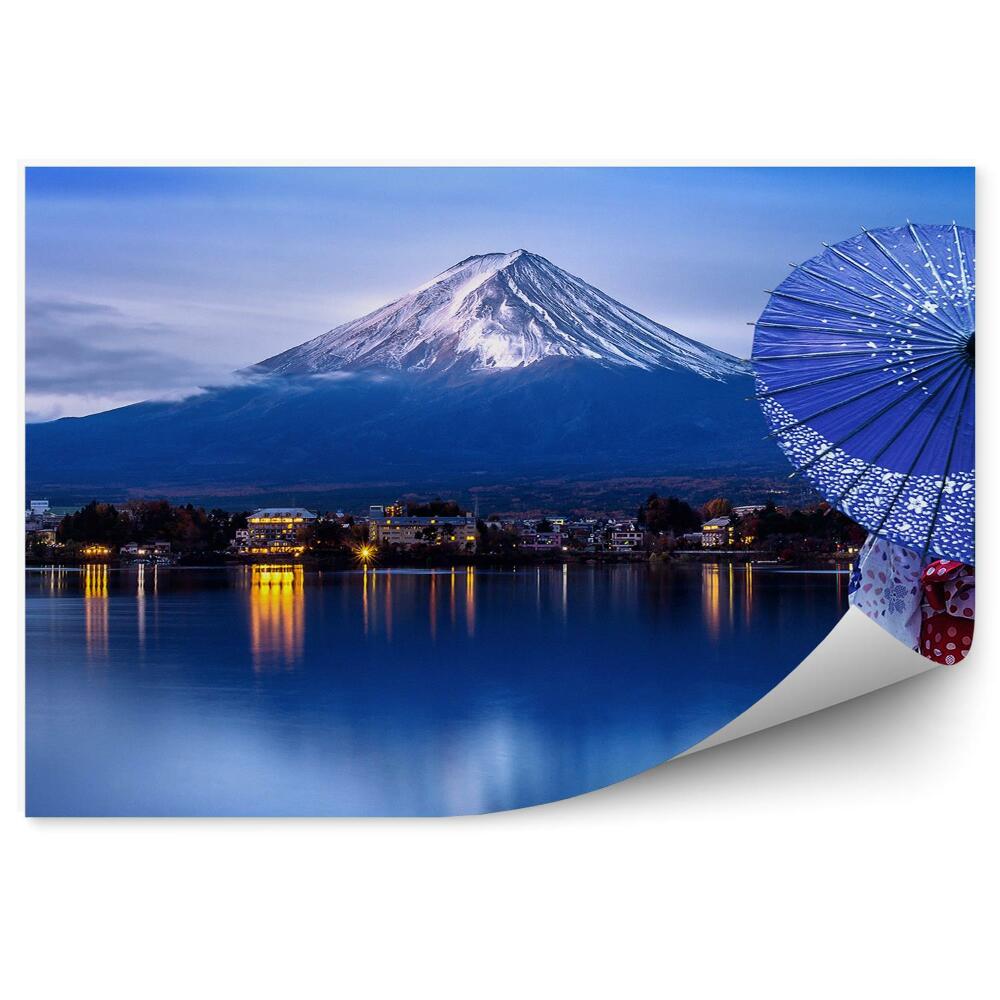 Fototapet perete Muntele Fuji orașului apă gheișă întunecată