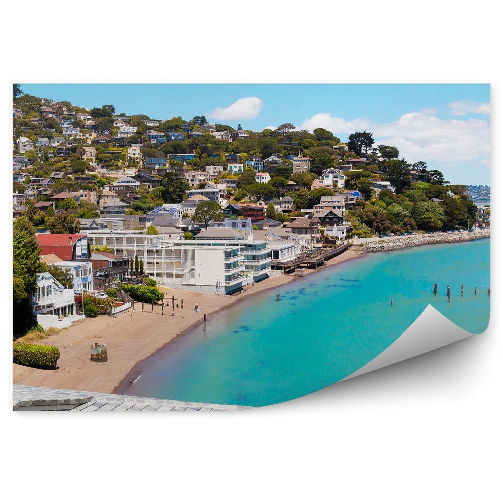 Fototapet perete Pe Malul Apei Case Plajă Ocean Bărci Nori California