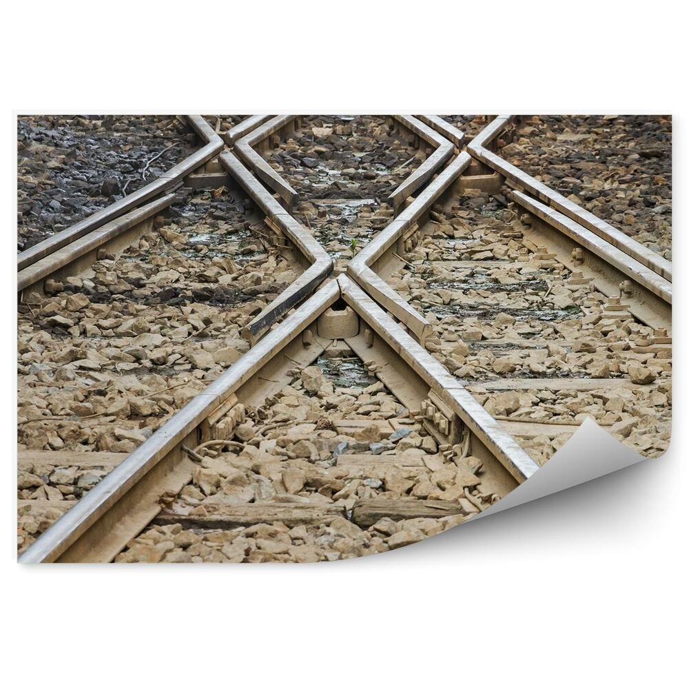 Decor fototapet Sine de tren, trenuri, pietre