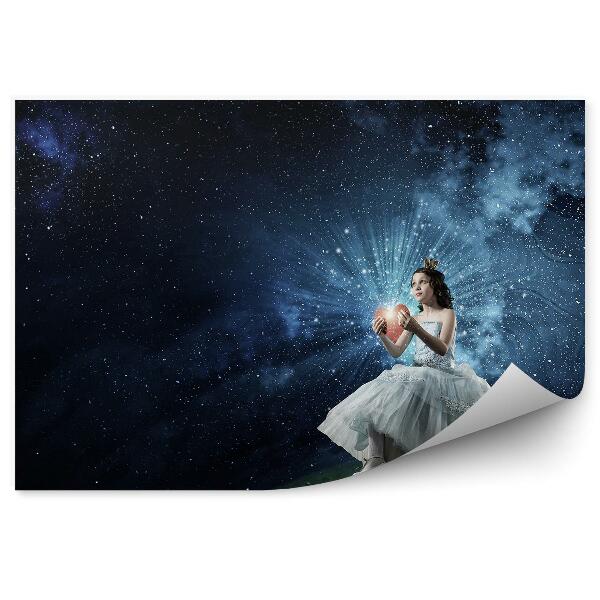 Fototapet Mica prințesă cer stele inimă cosmos