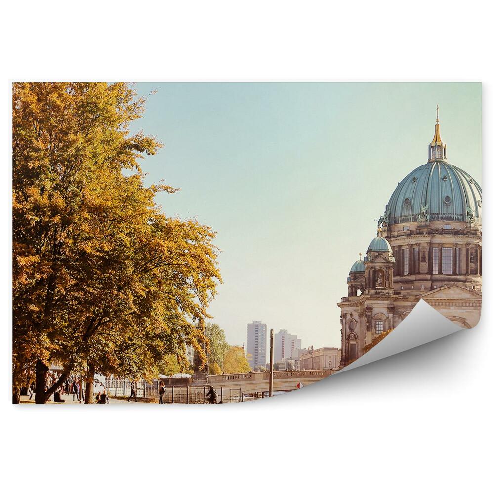 Fototapet perete Catedrală Pod Copaci Iarbă Oameni Zgârie-Nori