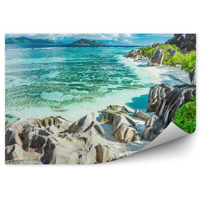 Decor fototapet Roci Plante Ocean Cer Nori Seychelles