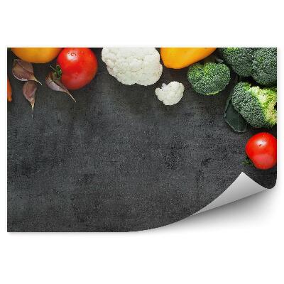 Fototapet vintage Compoziție din legume proaspete alimente sănătoase