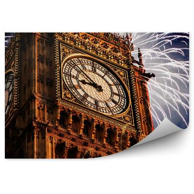 Fototapet Focuri de artificii de Revelion Big Ben noaptea londoneze