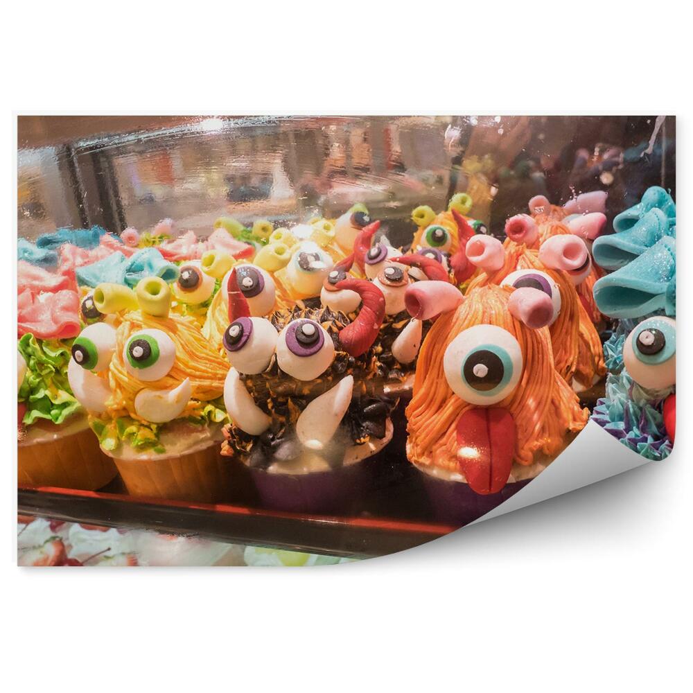 Fototapet vintage cupcakes de Halloween glazura creaturi deserturi dulci