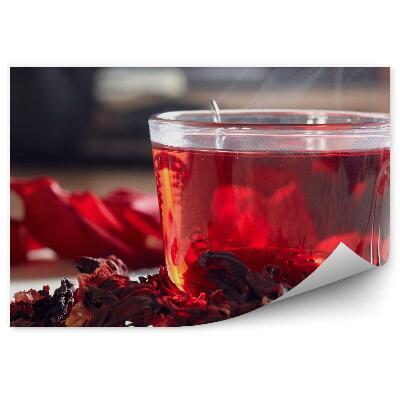 Decor fototapet Ceai de hibiscus, uscat, infuzor de ceașcă