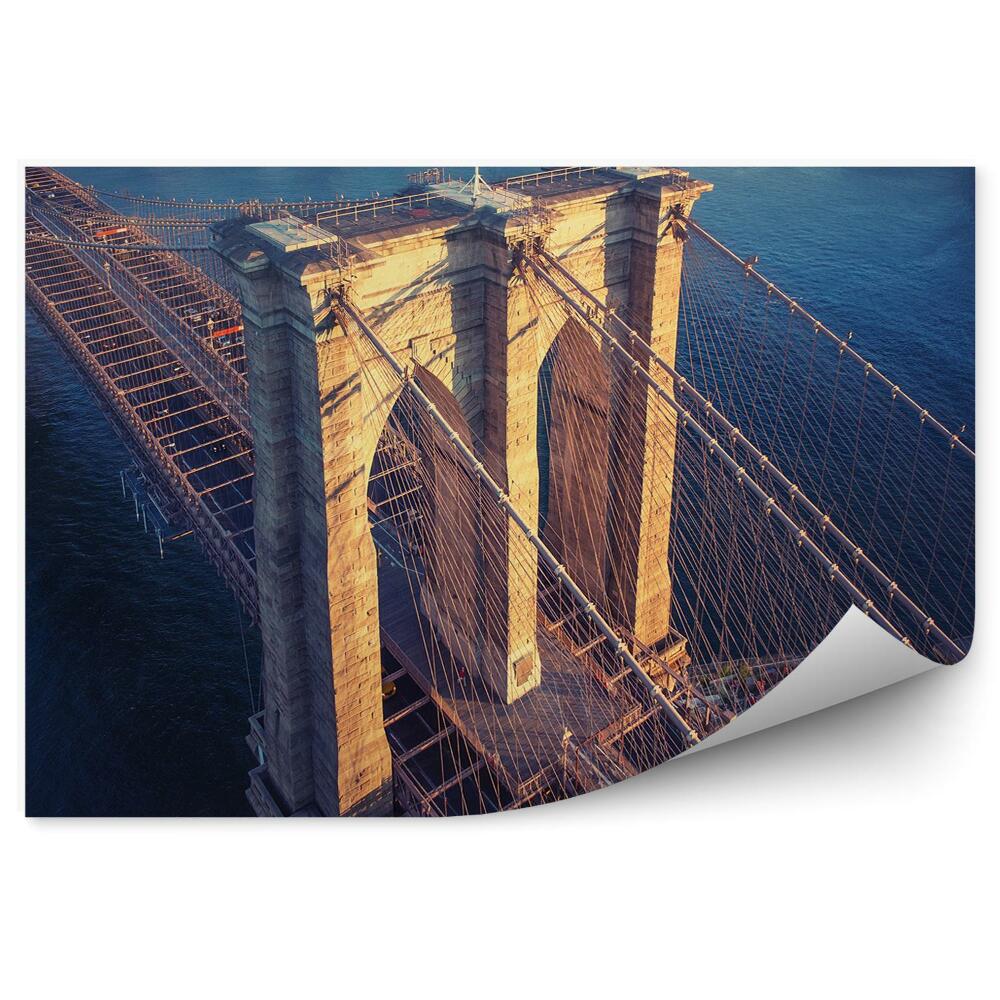 Fototapet Steagul de pe podul Brooklyn oraș râu