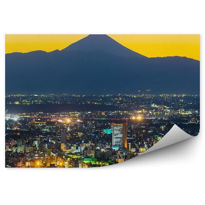 Fototapet vintage Munții orașului apus de soare Tokyo